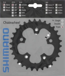 Shimano 105 5703 Triple Kettingbladen -BONTRAGER shimano kettingblad 105 fc 5703 30t steek 74 10v zwart 4524667733713 0 l
